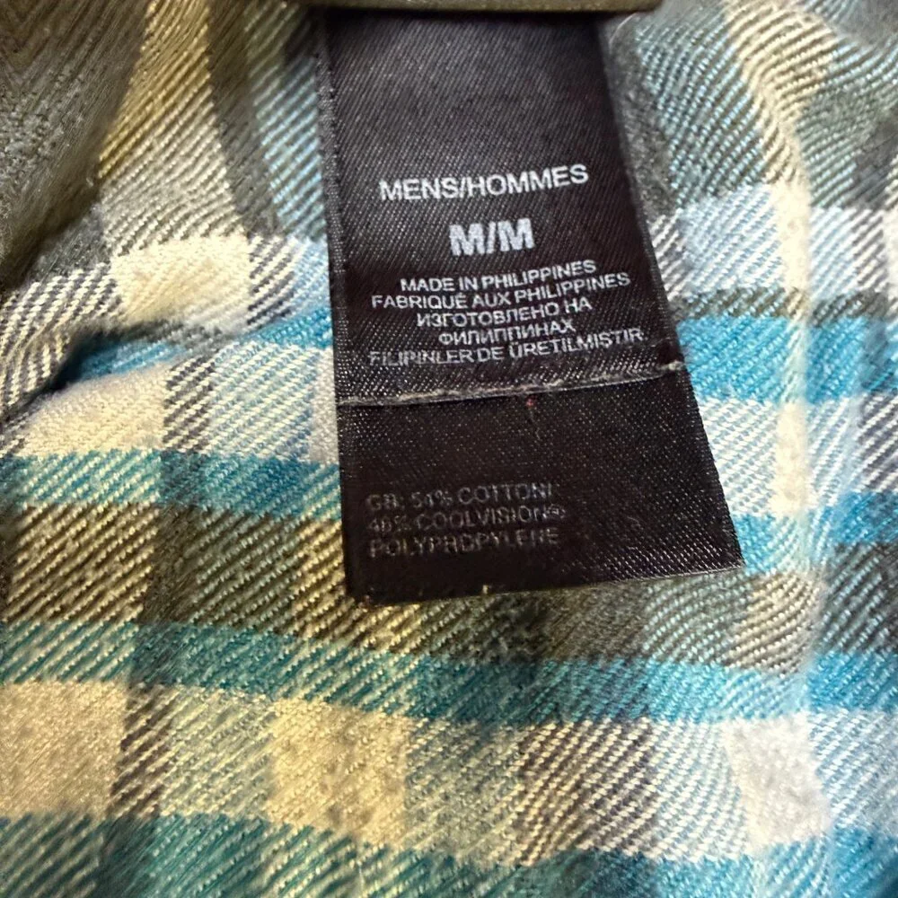 The North Face Men’s M Plaid Button-Down Shirt Gray/Teal‎ EUC